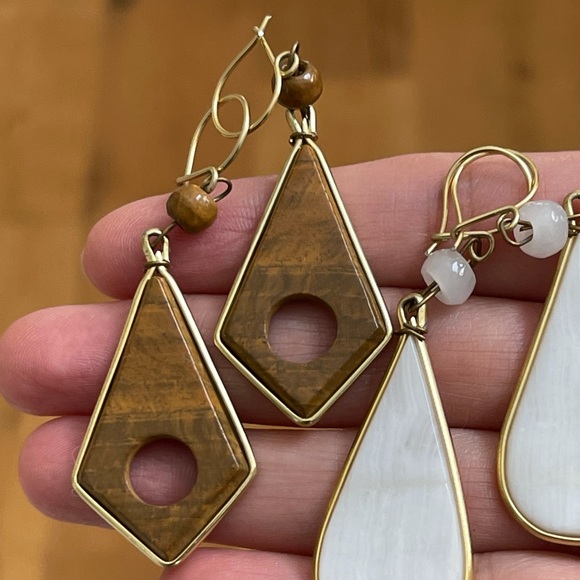 2 pairs of calcite marble drop earrings - Picture 5 of 6